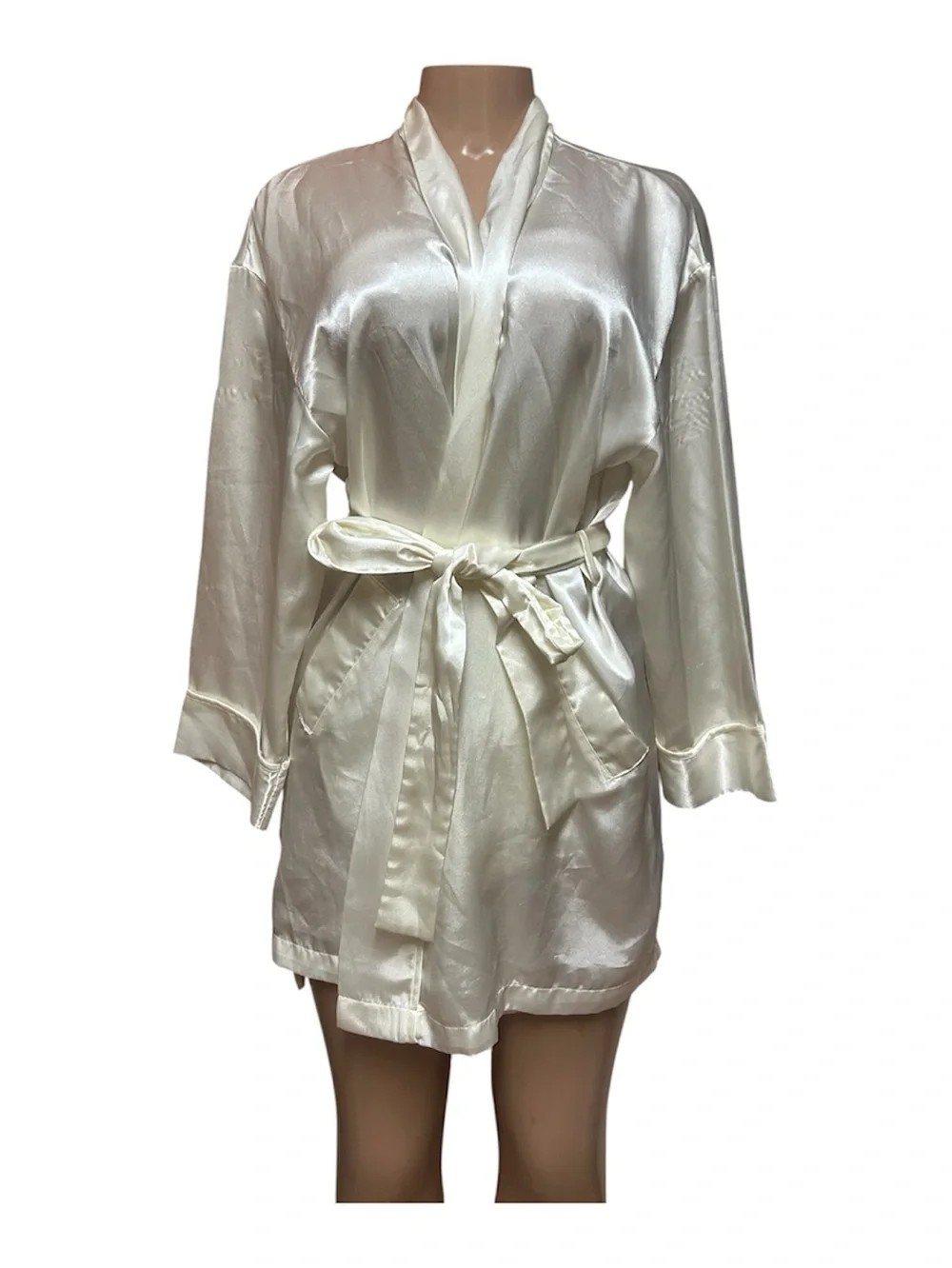 Victoria's Secret Satin Kimono Robe in Ivory